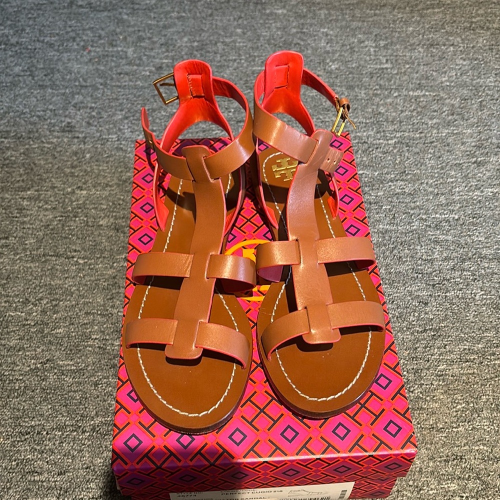 Tory Burch sandals - size 8.5M, excellent condition.  All leather; red lining.